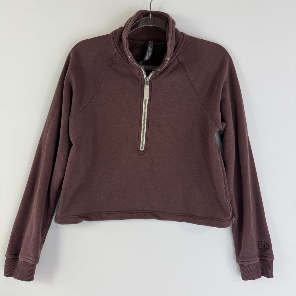 Vuori Sedona Half Zip Pullover Womens S Maroon Cropped Ribbed VW274